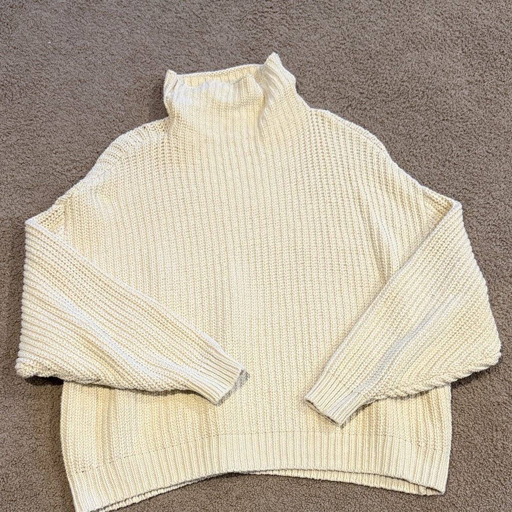 Free People Cream Cowl Neck Sweater